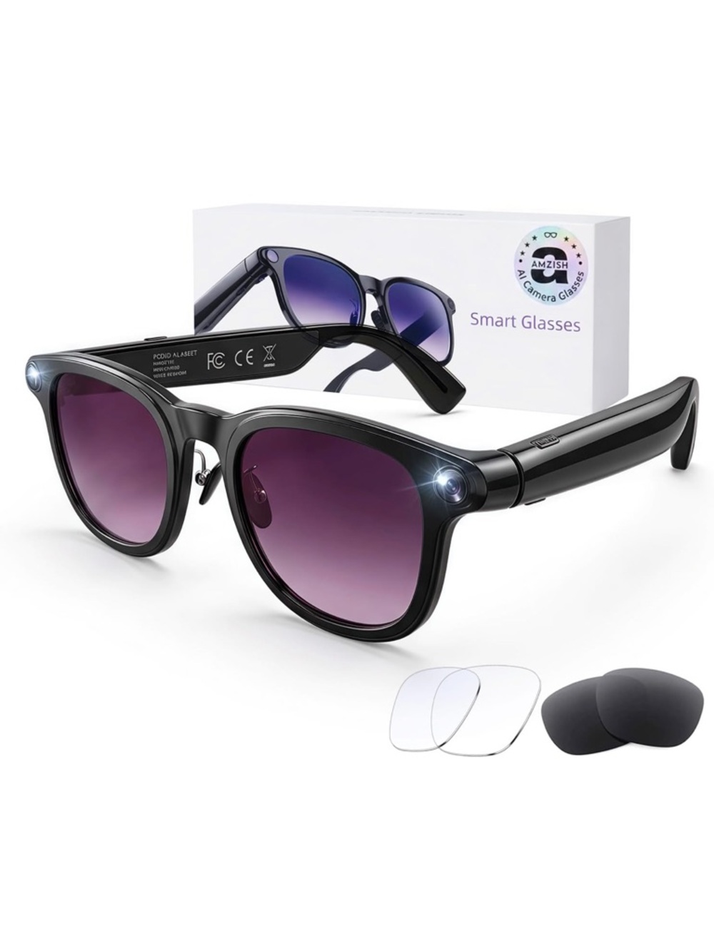 AI smart Glasses with camera, 8MP HD Bluetooth camera glasses 1080P video record